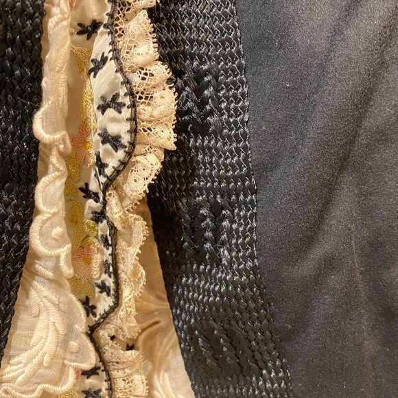 Victorian Black Wool White Lace Passementerie Short Jacket - Picture 4 of 6
